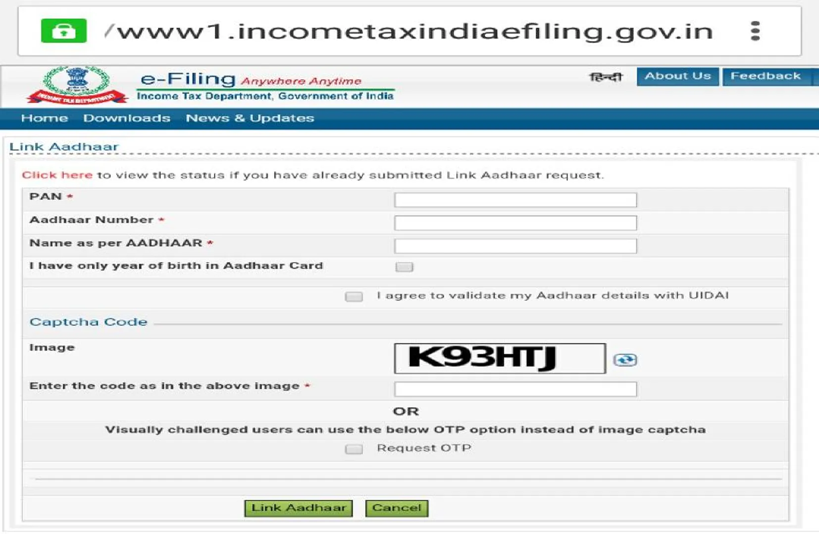 pancard aadhar card link